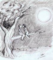 First kiss in the moonlight
